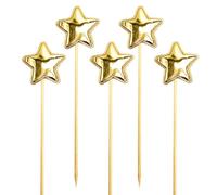 Lot de 5 pics à cupcakes en forme d'étoile pour filles - Paillettes de qualité alimentaire - Décoration de gâteau d'anniversaire pour
