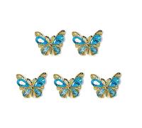 Lot de 5 pièces de luxe en alliage 3D pour ongles - Artisanat brillant - Cristal - Pierres précieuses - Pour manucure - Bijoux pour ongles