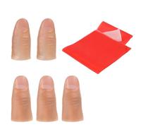 Lot de 5 pièces de pouce magique, astuces magiques, pointe du pouce, doigts en plastique souple, accessoires magiques et 1 chiffon d'entraînement rouge pour articles magiques et fête