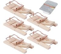 Lot de 5 Pièges À Souris, Souricière, Tapette À Souris en Bois Réutilisable - Taille 9,5 x 5 x 1,5 cm, Poids : 30 grammes