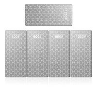 Lot de 5 pierres à aiguiser diamantée avec plaque extra fine/grossière et base antidérapante, grain 400/600/800/1000/1200