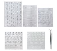 Lot de 5 pierres précieuses avec 1 pinces en acier inoxydable, autocollants en strass pailletés, pierres strass autocollantes, tatouage temporaire pour le visage, les yeux, bijoux en cristal