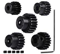 Lot de 5 pignons de mise à niveau en acier trempé 32P : 17-T 18-T 19-T 20-T 21-T pour arbre de moteur RC de 5 mm (fonctionne avec engrenage en acier)