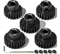 Lot de 5 pignons de moteur en acier trempé de 0,8 m, arbre de 5 mm, 21T, 22T, 23T, 24T, 25T, avec vis M4 et clé hexagonale, pour voiture Arrma HPI Kyosho Losi Axial Traxxas Tamiya 1/10 RC et moteurs