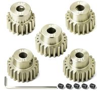 Lot de 5 pignons de moteur en alliage d'aluminium 48P 3,175 mm 18T 19T 20T 21T 22T avec vis M4 et clé hexagonale, pour arbre de 3,175 mm, pour Arrma HPI Kyosho Losi Axial Traxxas Tamiya 1/10 RC Car