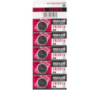 Lot de 5 Piles boutons Maxell CR2016 Lithium 3V