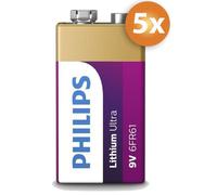 Lot de 5 piles lithium Philips 9V pour détecteurs de fumée