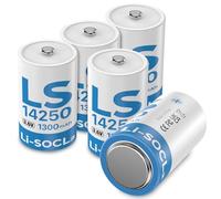 Lot de 5 piles LS14250 1300 mAh 3,6 V ultra haute capacité ER14250 1/2AA jetables Li-SOCI2 pour compteur d'oxygène dans le sang, sonnette, compteur d'eau domestique