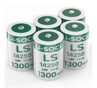 Lot de 5 Piles LS14250 3,6 V 1/2 AA Lithium 1300mAh Batterie pour Compteur d'eau Compteur d'électricité Compteur de gaz (Non-Rechargeable)