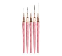 Lot de 5 pinceaux à liner en acrylique pour nail art, pointe ultra fine pour dessiner des rayures, outil de manucure détaillé (rose)