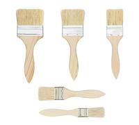 Lot de 5 pinceaux à manche en bois pour peinture, lasure, lasure, peinture à l'huile, lasure, colle, convient pour clôture, décoration, peinture