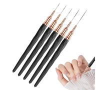 Lot de 5 pinceaux à ongles à pointe fine, tailles 7/9/11/15/25 mm, outils de peinture pour vernis gel UV, précision pour les lignes longues, détails fins, dessin et design