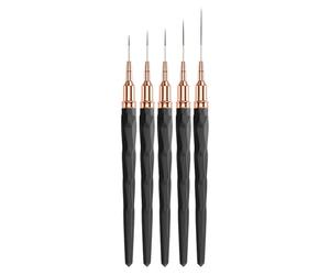 Lot de 5 pinceaux à ongles - Pointe fine - Design précis - Tailles 7 - 9 - 11 - 15 - 25 mm - Pour peinture gel UV - Outils d'art - Longues lignes - Détails fins et motifs créatifs