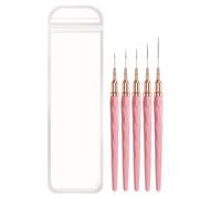 Lot de 5 pinceaux à ongles - Pointe fine - Tailles : 7/9/11/15/25 mm - Pour vernis gel UV - Outils de conception pour les lignes longues, les détails fins, le dessin fin
