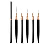Lot de 5 pinceaux à ongles pour French Stripe Line Painting Drawing Flower Pen pour acrylique et vernis à ongles gel Outil de manucure (noir)