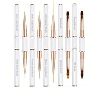 Lot de 5 pinceaux à ongles professionnels à double extrémité pour détails, lignes longues, design ombré et 3D, parfait pour les manucures à faire soi-même, les salons de beauté (blanc)