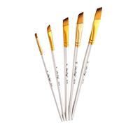 Lot de 5 pinceaux biseautés à pointe plate pour peinture acrylique, huile, aquarelle, multi-usages, visage et corps, avec pointes en nylon