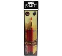 AMT – Lot de 5 pinceaux d'art : Rond n°000, n°00, n°0, n°4, Plat n°4 – Multicolore