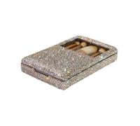 Lot de 5 pinceaux de maquillage de luxe avec strass et miroir Argenté