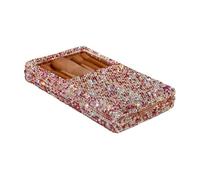 Lot de 5 pinceaux de maquillage de luxe avec strass et miroir Rose