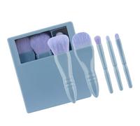 Lot de 5 pinceaux de maquillage de voyage pour fard à paupières, pinceau de maquillage complet avec étui de rangement, pinceau à poudre