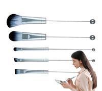 Lot de 5 pinceaux de maquillage professionnels - Pinceaux de maquillage perlés - Applicateurs portables pour estomper, fard à paupières, anti-cernes, fard à joues, poudre bronzante