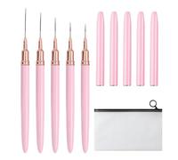 Lot de 5 pinceaux de nail art avec 1 sac de rangement, pinceaux pour nail art, stylos à dessin pour ongles, pinceaux de nail art, pinceaux longs pour nail art, kit de pinceaux pour nail art, design