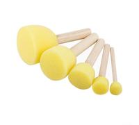Lot de 5 pinceaux de peinture en mousse avec manche en bois conçus pour les travaux manuels, la teinture et la finition en polyuréthane (5 pièces)