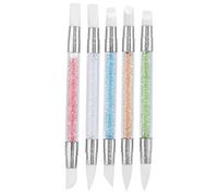 Lot de 5 pinceaux en silicone pour nail art, double pointe, doux, creux, sculpture, gaufrage, collage, application de poudre, fabrication d'ongles pour la maison, salon de beauté,