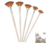 Lot de 5 pinceaux éventails pour peinture acrylique, pinceau de merlu - Pinceaux éventail pour peinture à l'aquarelle, pour peinture à l'huile, aquarelle, débutants, artistes, professionnels