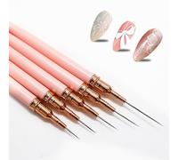 Lot de 5 pinceaux fins pour ongles en gel et lime à ongles - Pour lignes rayées (7/9/11/15/25 mm)