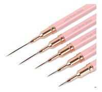 Lot de 5 Pinceaux Liner Nail Art Pro Ultra-Fins avec Capuchons - Tailles 4/8/12/20/25 mm-Idéal Manucure à Main,Eye-liner & Acrylique