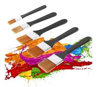 Lot de 5 pinceaux plats en acrylique - Tailles larges - Pour aquarelle - Brosse en nylon - Manche en bois - Pour peinture à l'huile, aquarelle, acrylique, gouache (20/30/40/50/60 mm)
