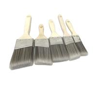Lot de 5 pinceaux plats et coudés pour murs et moulures - Convient pour les peintures à base d'huile et à base d'eau