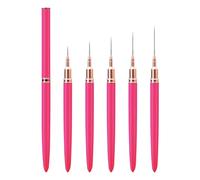 Lot de 5 pinceaux pour liner - Pour lignes longues - Pour vernis à ongles en gel - Manche en métal - Tailles 7/9/11/15/25 - Rouge - Taille unique