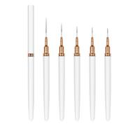 Lot de 5 pinceaux pour nail art French Stripe Line Painting Drawing Flower Pen pour acrylique et vernis à ongles gel Outil de manucure (blanc)
