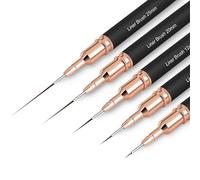 Lot de 5 pinceaux professionnels pour nail art en acrylique pour dessin fin et détails de lignes longues, superbes designs en nylon de qualité supérieure, doux et confortables à tenir, poignée facile