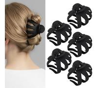 Lot de 5 pinces à cheveux en forme de pieuvre à grande griffe pour femmes et filles, pinces pour cheveux épais et moyens, accessoires de coiffure quotidiens, pinces à cheveux jumbo à forte tenue.