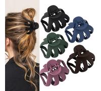 Lot de 5 pinces à cheveux en forme de pieuvre mate de 7,1 cm de taille moyenne pour femme - Forte adhérence antidérapante - Forte adhérence - Octopus neutre mat - Accessoires pour femme (couleur 2)