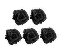 Lot de 5 Pinces à Cheveux en Tissu Noir Fleurs de Rose, Décorations Coiffure Coiffe de Roses pour Funérailles et Tenues