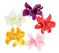 Lot de 5 pinces à cheveux et barrettes à cheveux artificielles colorées - Style bohème hawaïen - Fleurs d'hibiscus et de plumeria - Accessoires pour cheveux de mariée