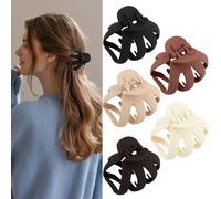 Lot de 5 pinces à cheveux, pinces à cheveux en forme de pieuvre pour femme et fille, grandes pinces à griffes mates pour épaisses, fines, bouclées, longues, cinq couleurs terreuses (blanc, noir, kaki