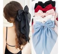 Lot de 5 pinces à cheveux pour femmes et filles, grand nœud papillon avec rubans, pinces antidérapantes pour cheveux épais et fins, lot de 1