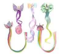 Lot De 5 Pinces à Cheveux Pour Filles, Accessoires En Cheveux De Cheval Arc-En-Ciel, Tranches De Cheveux Couleur Bonbon, Clips D'Extension De Cheveux OmbréS Pour FêTe Et Maquillage Quotidien