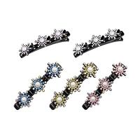 Lot de 5 pinces à cheveux tressées en cristal étincelant en forme de dent avec strass - Petite barrette