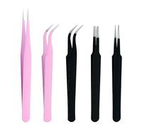Lot de 5 pinces à épiler de précision en acier inoxydable pour la fabrication de bijoux, l'artisanat, les réparations électroniques, les outils de manucure (5 modèles)