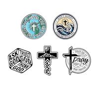 Lot de 5 pin's chrétiennes en émail avec verset de la Bible en forme de croix « For God So Loved the World » « Don't Worry God Be With You » - Ask Trust Thank God Pray Faith - Cadeau religieux pour