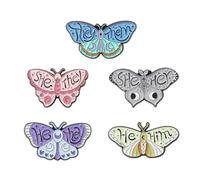 Lot de 5 pin's papillon en émail - Insecte - Papillon - Belle broche créative - Bijoux cadeau pour sacs à dos, vêtements, casquettes, Differnet Size, Acier allié