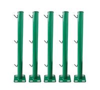 Lot De 5 Piquets De Clôture Métalliques Avec Platine De Fixation, Piquets Robustes Pour Bordures Avec Platine De Base Et Capuchon, Spécialement Conçus Pour Le Fil(120cm/47.2in)