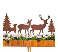 Lot de 5 piquets de jardin en métal avec motifs d'élan et d'épicéa pour décoration de cour et d'extérieur pour créer un attrait saisonnier festif